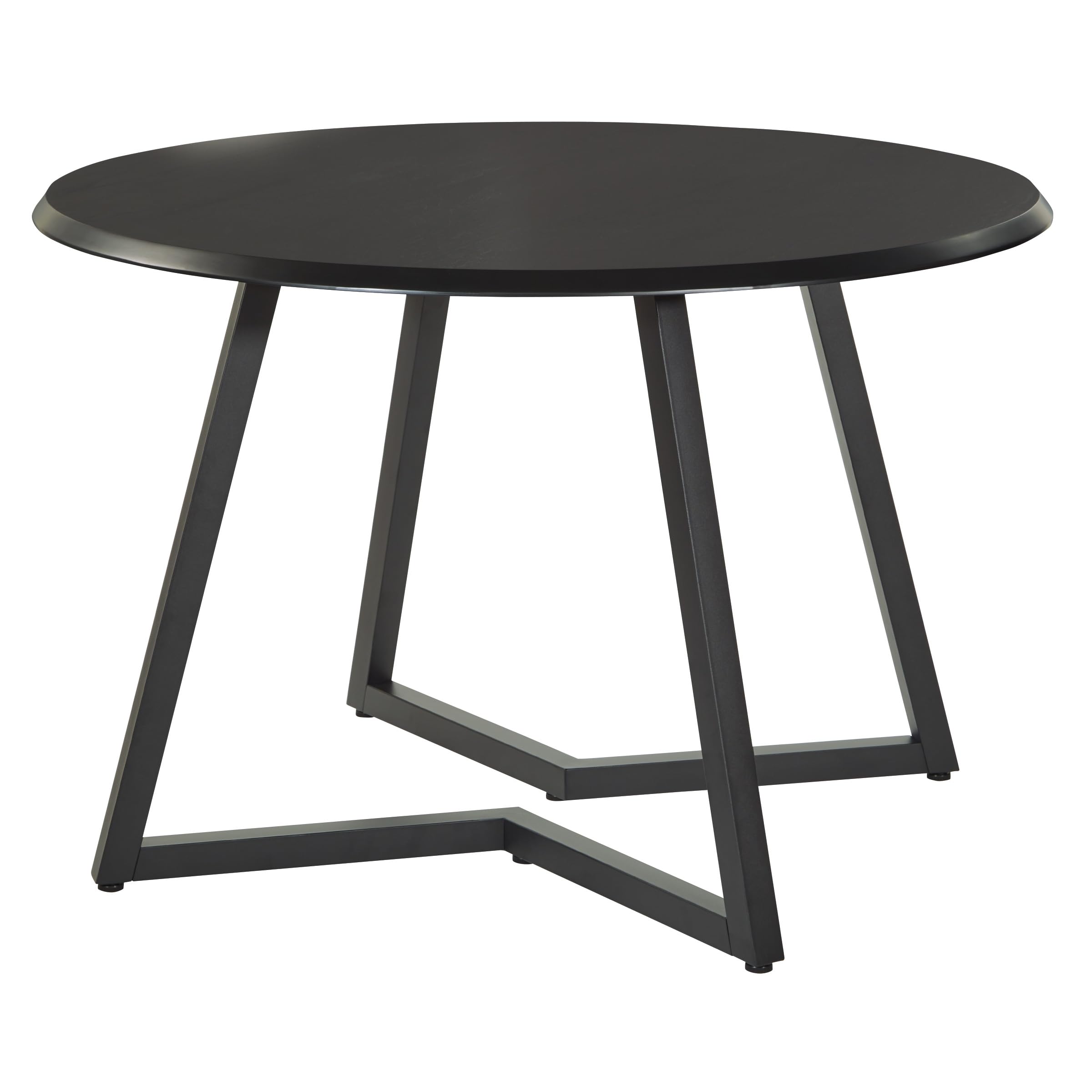 Photo 1 of ***BROWN*** OSP Home Furnishings Metro Mid-Century Modern Round Dining Table with Black Metal Base, 45-inches, Black Veneer Top