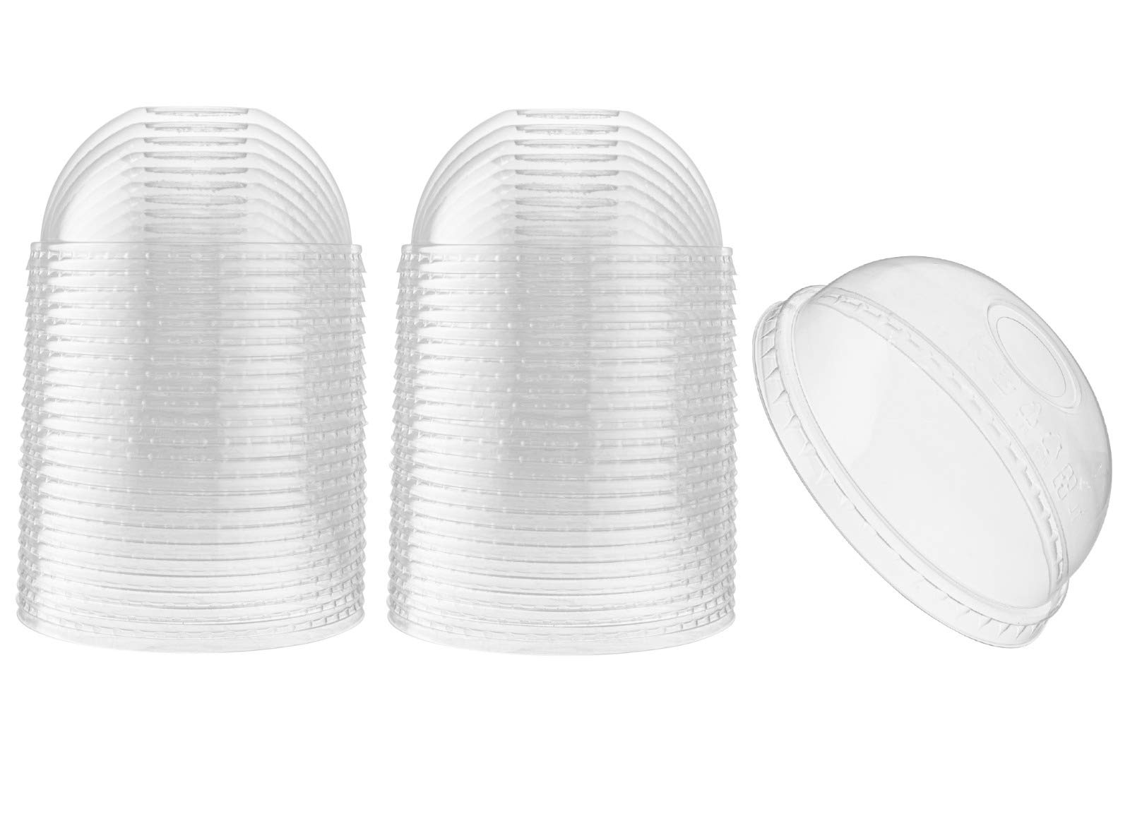 Photo 1 of [50 Count] Crystal Clear PET Plastic Dome lids Fits 14, 16, 20, & 24 oz Cups for Iced Coffee, Milkshake, Slurpee, Ice cream, Razzle, Slush, Smoothy, Party's,