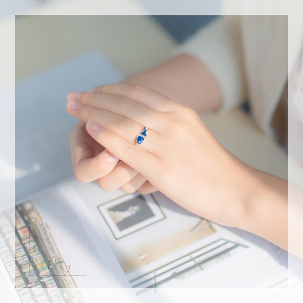 Amazon Com 925 Sterling Silver Open Cuff Blue Fish Ring Cute Simple Desig Home Kitchen