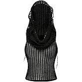 Verdusa Women's Hollow Out Hooded Sweater Sleeveless Sheer Lightweight Knitted Crop Tops