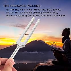 QIYUN Tuning Fork Set of 6, 528 Hz Tuning