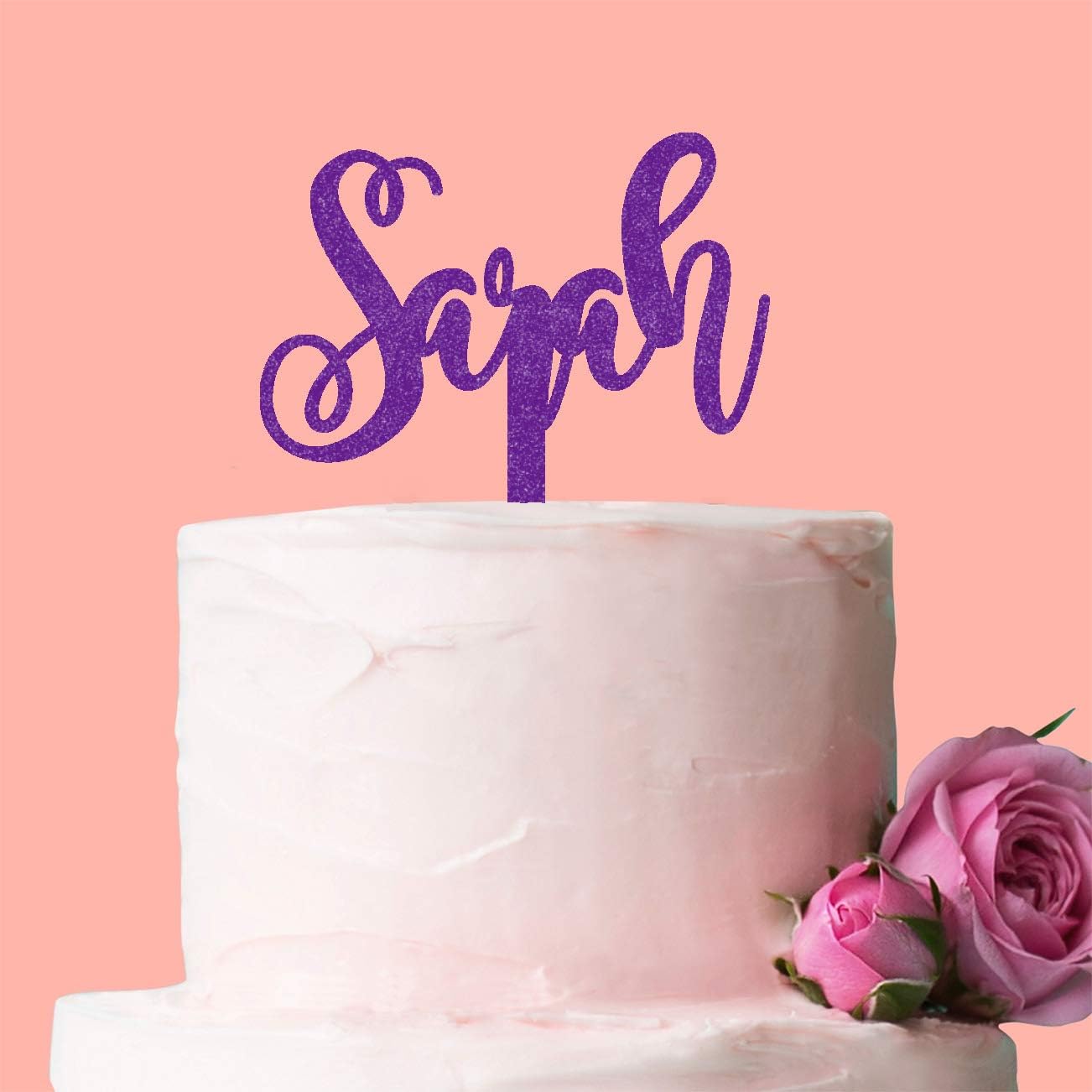 Fancy Pants Store Personalised Name Only Cake Topper: Purple Glitter Acrylic
