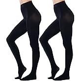 HeyUU Women's 80D Ultra Soft Opaque Tights, High Waist Solid Color Footed Pantyhose with 29 Colors