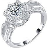 zemlite 14K Gold Wedding Bands for Women, 1ct Diamond Engagement Ring Round Cut Petal-Inspired, VVS1 D-Color, Perfect for Wedding