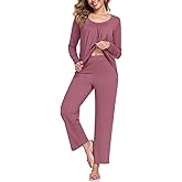 SRWERES Pajama Sets for Women, Fall Long Sleeve 2 Piece Lounge Sleepwear Ladies Pjs Set with Pockets