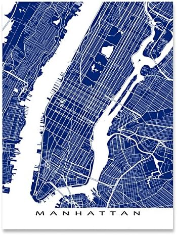 Manhattan Map Wall Art Print 8x10, Manhattan Map Poster 24x36, Handmade Manhattan Decor, Manhattan Gifts by Maps As Art, New York City NYC