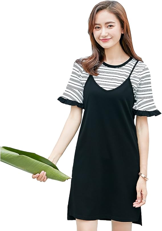 Amazon 大きいサイズ レディース キャミワンピース ボーダーｔシャツ Ll 3l 4l 5l 6l ブラック 17秋 新入荷 3506 ワンピース チュニック 通販