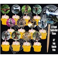 Party Over Here Mortal Kombat Video Game Double-sided Images Cupcake Picks Cake Topper -12