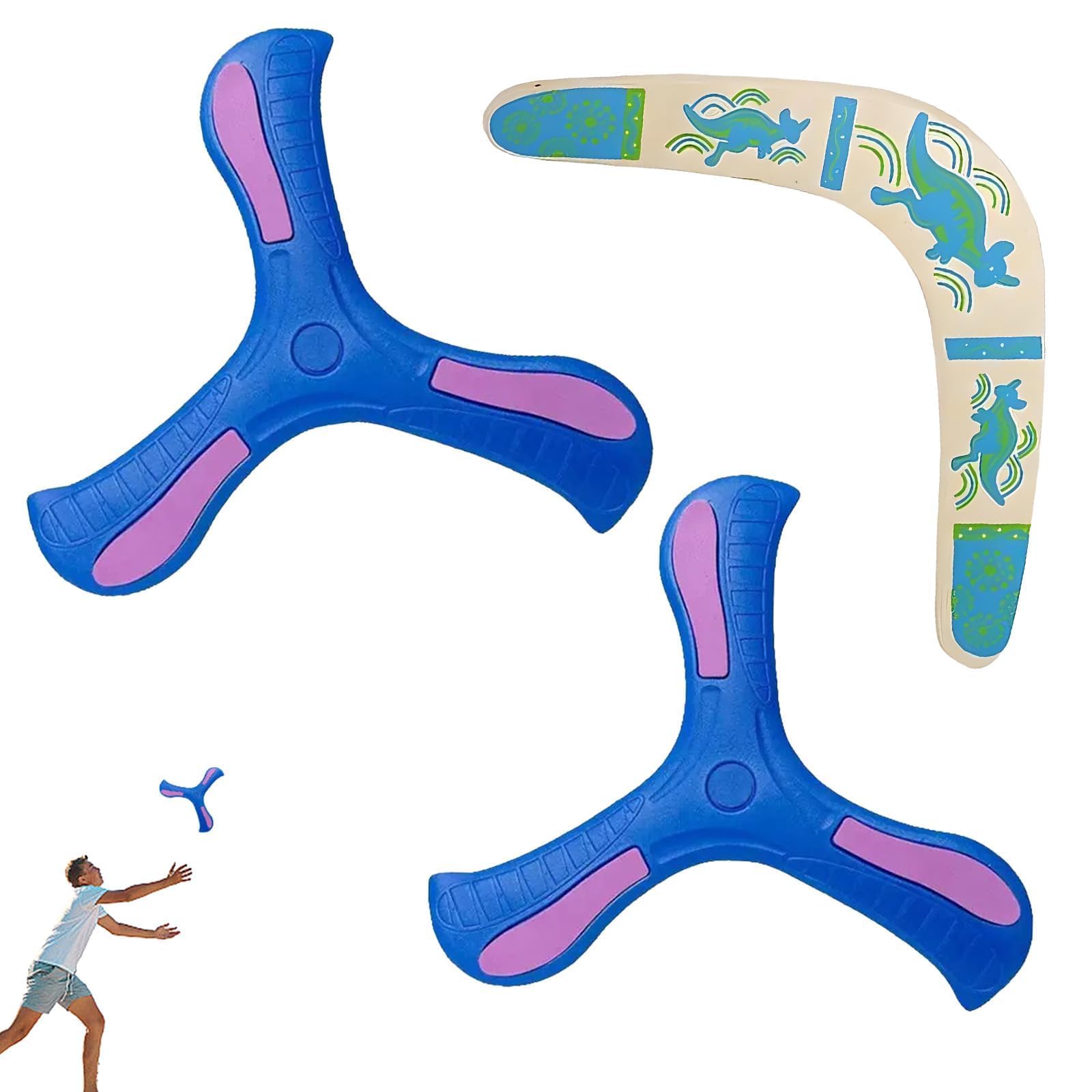 Syylqyr 3PCS Boomerang, Boomerang Set for teen Outdoor Fun, for Family Outdoor Game, Beach and Park Activities Random Color Matching of Patches(15 Used by people over the age of)