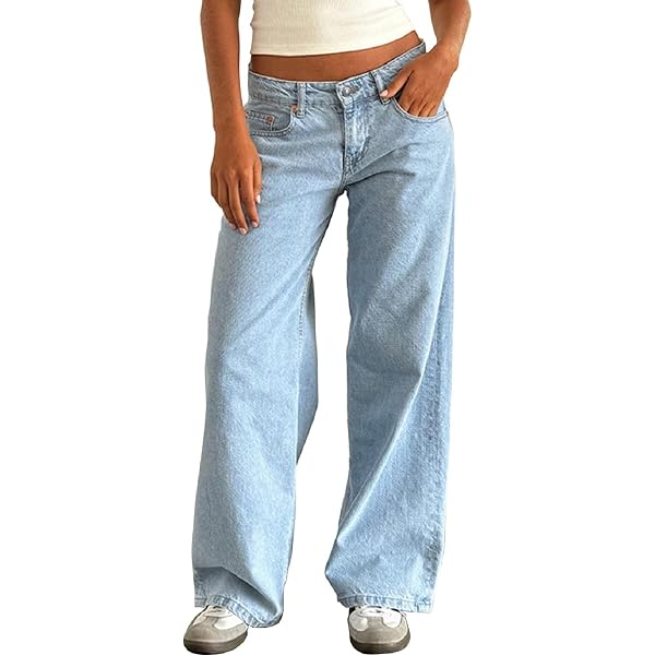Kodaruber Women Y2k Low Rise Baggy Jeans Loose Fit Boyfriend