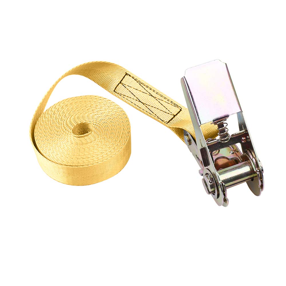 Heavy Duty Ratchet Tie Down Straps, Adjustable Cargo Straps with Metal Buckle, 802kg Load Capacity, Quick Release for Motorcycle, Trucks, Trailer, Luggage(Yellow, 25mm*5m)