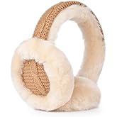 Harssidanzar Women's Winter Sheepskin Earmuffs - Foldable Outdoor Earwarmer HL303US