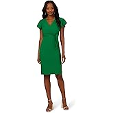 Adrianna Papell Women's Tie Front Flutter Midi Dress