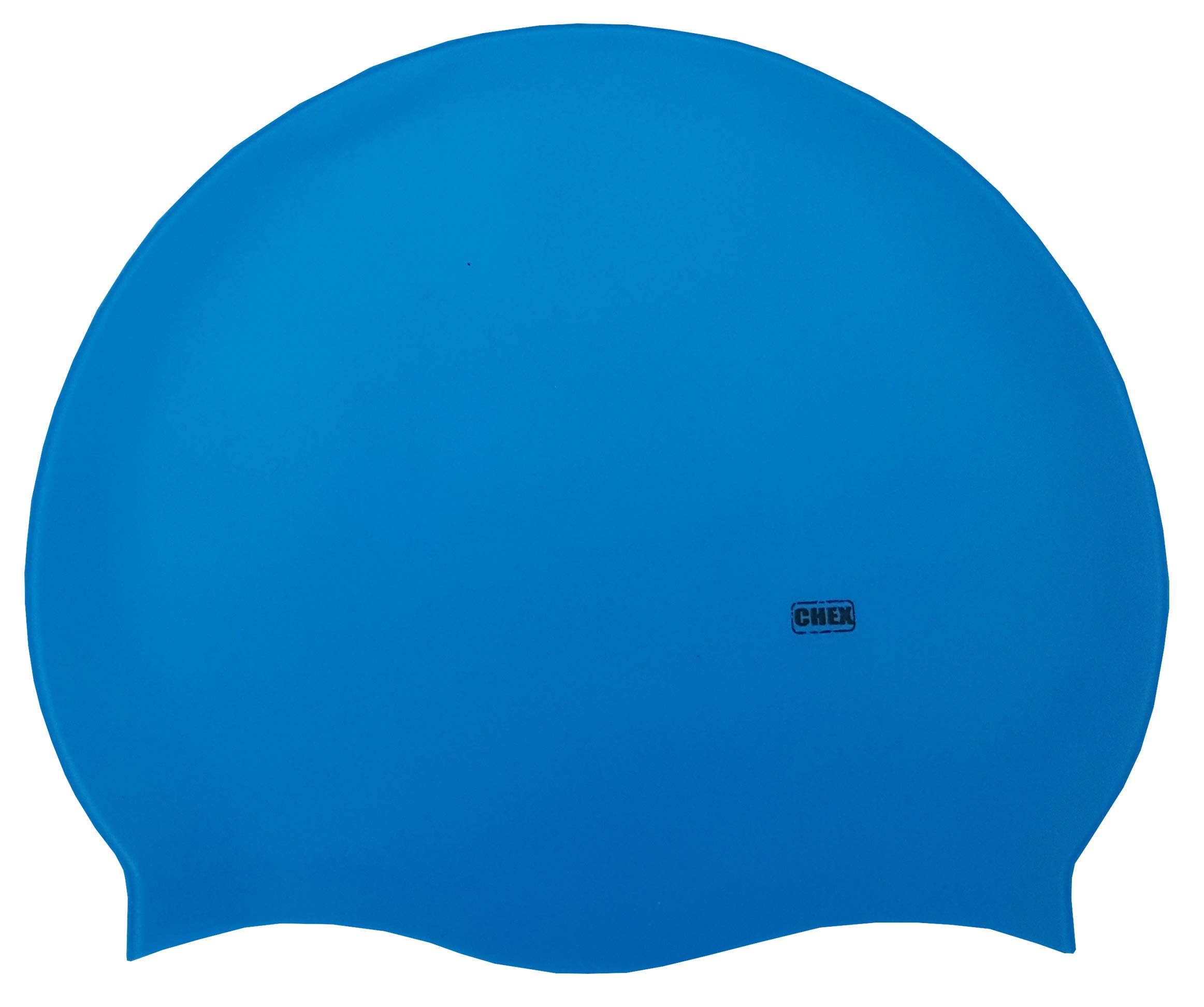 CHEX Branded Stretchy Silicone Unisex Women Men One Piece Swimming Hat Swim Cap Plain Fluo Dark Pastel Colours One Size Adults 8+ Years Easy Pull On Swim Hat (Royal Blue)