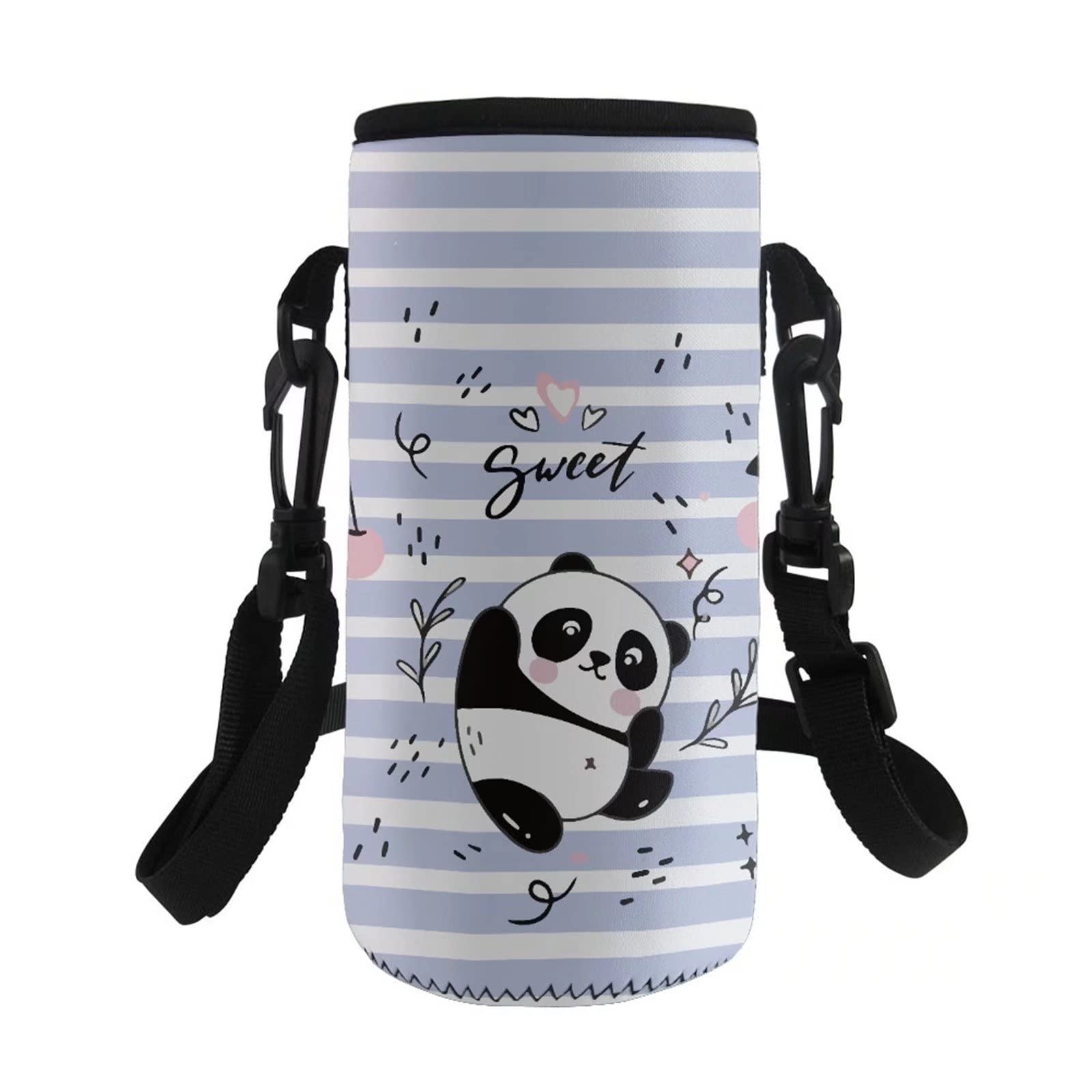 COEQINE Insulated Water Bottle Holder with Adjustable Shoulder Strap Portable Bottle Carrier Bag Case Pouch Cover for School Walking Gym Travel Hiking Print Cute Panda for Kids Adult — image 1
