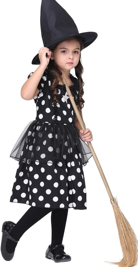 Toyobuy Girls Halloween Coaplay Witch Performance Costume Dress Black