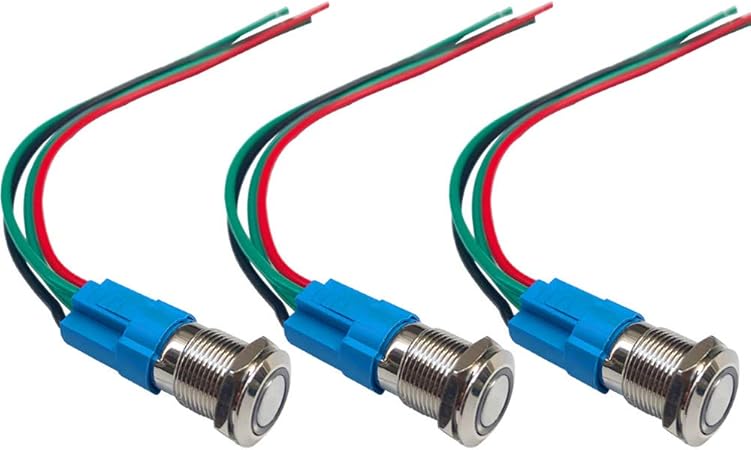 Contacteurs Qitindasen 3pcs Premium 12v Commutateur Bouton Poussoir 12mm 24v 3a Interrupteur A Bouton Poussoir Momentane Vert Led Interrupteur Etanche Ip66 Avec Fil De Prise De Courant Auto Et Moto Groupisd Com