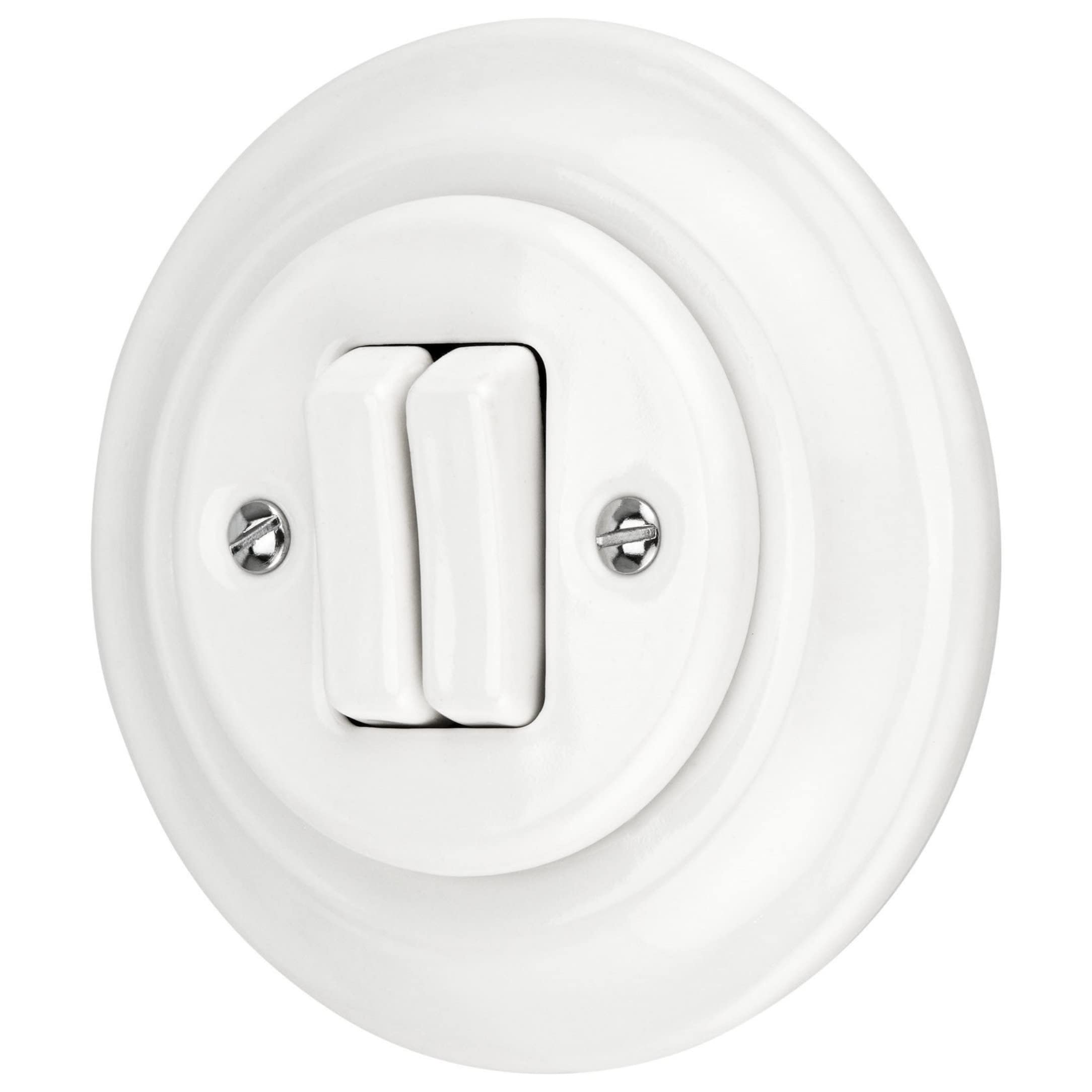 Flush-mounted Porcelain Retro Double Switch, All-in-One, Series PR1 white