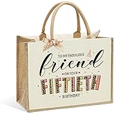 NBIAN Jute Canvas Tote Bag for Women - 40th 50th 55th 60th 65th 70th 75th 80th Birthday, Mother's Day, Christmas Gift