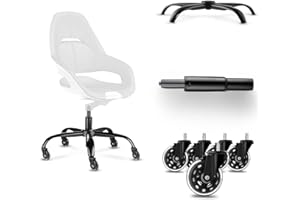 MASTERY MART Office Chair Base Replacement Bundles, Heavy Duty 352LBs, Quiet and Smooth Glides on All Floors, Swivel Chair Bottom Part w/Caster Wheels and Gas Lift Cylinder, 4.7'' Travel Length