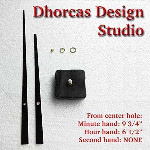 Dhorcas (#20) 1/4" Threaded Motor and Straight Black 10" Hands, Quartz Clock Movement Kit and Replacement Motor