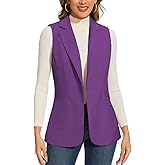 MINTLIMIT Women's Sleeveless Blazer Vest Summer Casual Open Front Lapel Collar Work Office Button Suit Vests with Pockets