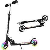 Scooter for Kids with Light up Wheels, 3 Adjustable Levels, Rear Brake