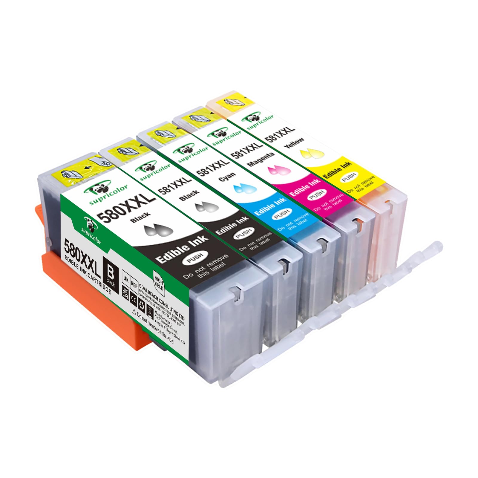 Supricolor Compatible Canon PGI-580xl CLI-581xl 580 581 Edible Ink Cartridges, Use with Canon Pixma TS705 TS8350 TR8550 TS6350 TS6250 TS8250 TS8150 TR7550 TS9150 TS9550 TS6151 TS8251 Printers