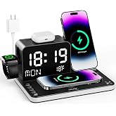 Acer Gadget 7-in-1 Wireless Charging Station Charger Stand for Multiple Devices for Apple - iPhone 17 16 15 14 13 12 Pro Max Apple Watch Airpods, Wireless iPhone Charger Station with Bluetooth TimeSyn