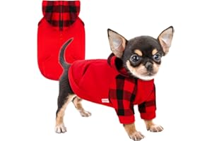 𝐍𝐄𝐖 𝐀𝐑𝐑𝐈𝐕𝐀𝐋 Frienperro Dog Clothes for Small Dogs Girl Boy, 100% Cotton Buffalo Plaid Small Dog Hoodie, Chihuahua Clothes Pet Cat Winter Warm Sweatshirt Sweater, Teacup Yorkie Puppy Coat