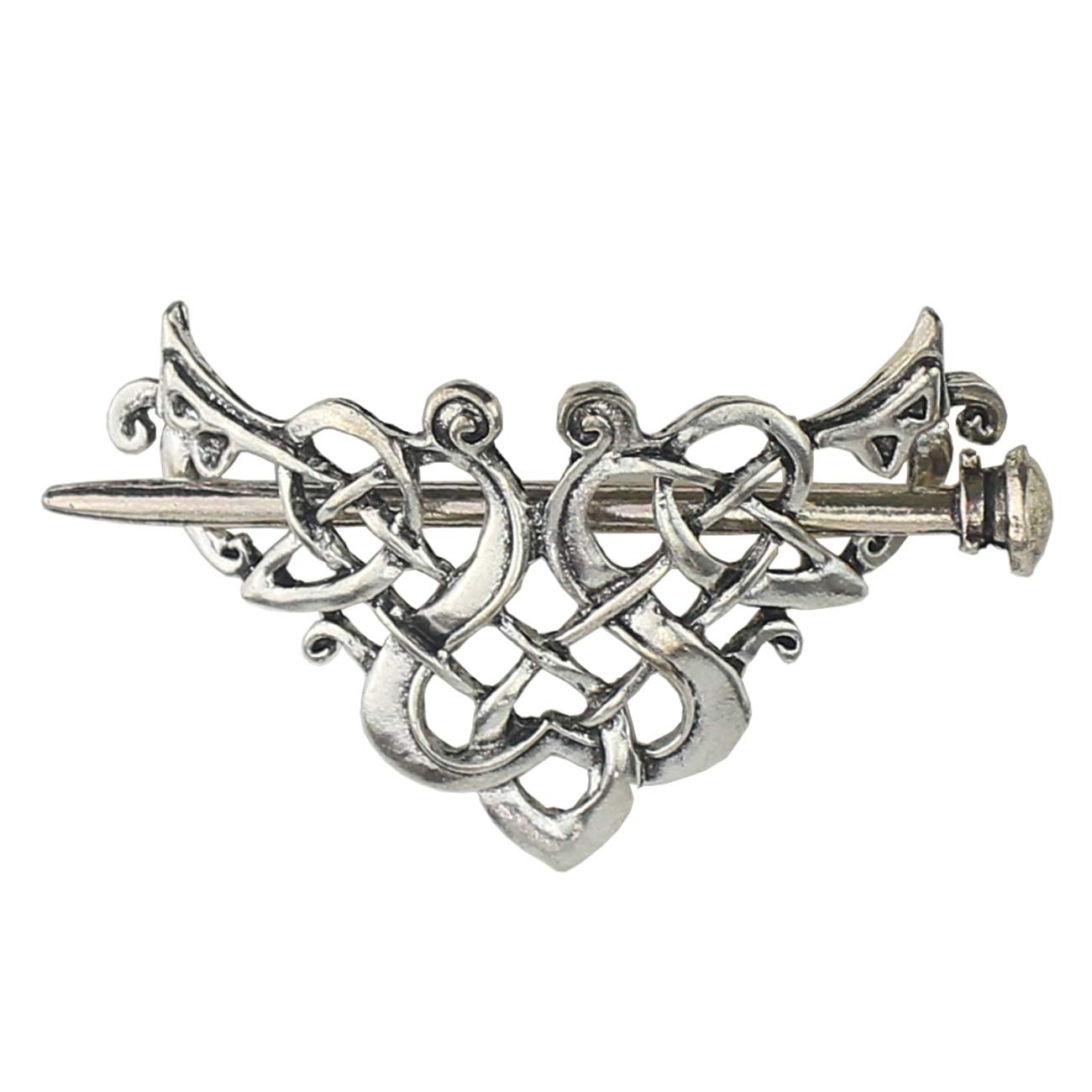 Tinsow 2 Pcs Silver Celtic Hair Slide Hairpins Hair Accessories Hair Clips, Creative Hair Barrette Minimalist Hair Claw Hair Pin Hair Accessories for Women (Style C H) : Beauty