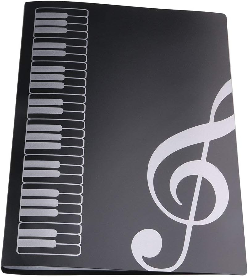Music File Folder A4 Size Sheet Music Folder Paper Documents Music Themed 40 Pockets Storage Folder, G Clef File Folder -Black - Image 4