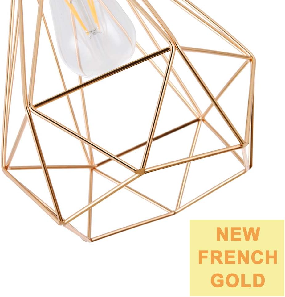 POPILION Vintage Simple Style Polygon Adjustable Cord Hanging Ceiling French Gold Pendant Light, 1-Light Pendant Lighting Fixtures - - 