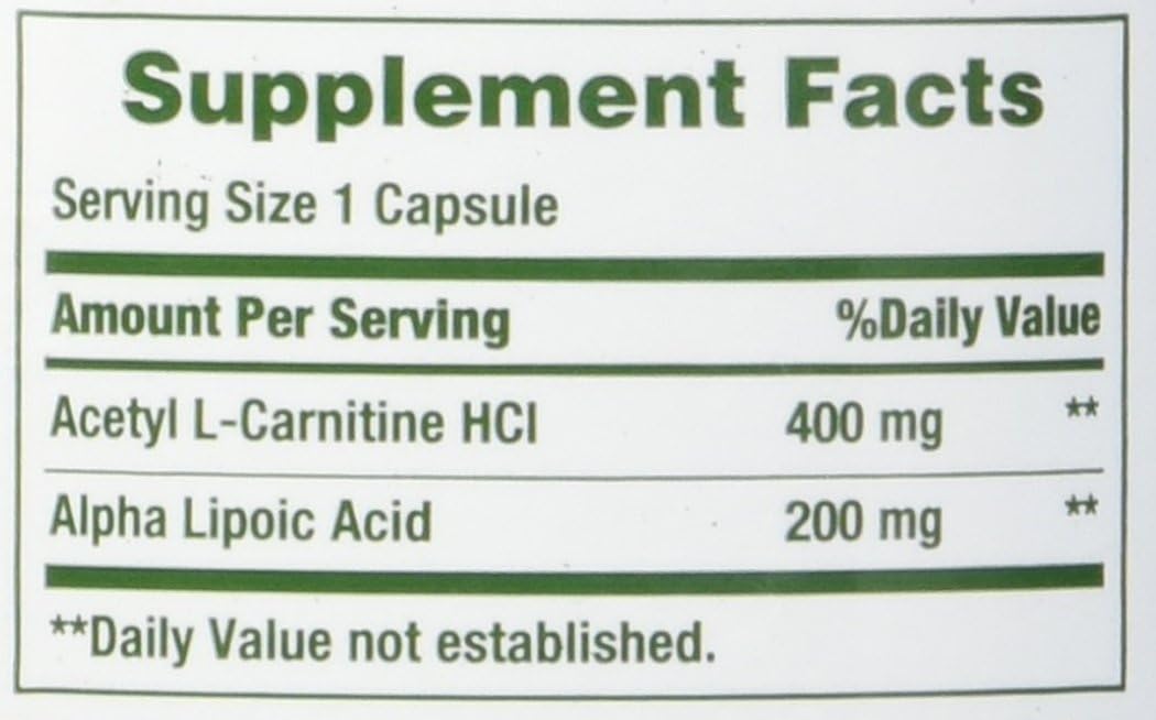 Nature's Bounty® L-Carnitine 400 mg & ALA 200 mg, 30 Capsules: Health & Personal Care
