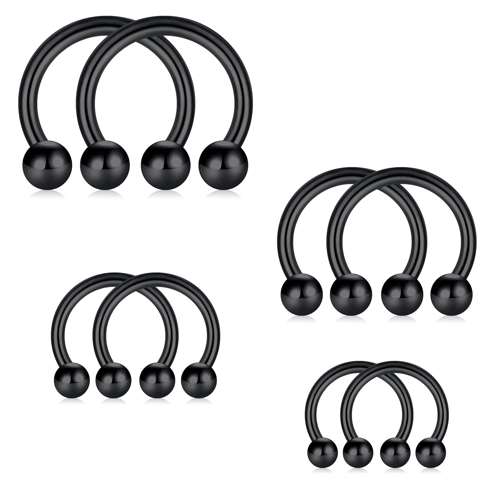 D.Bella Horseshoe Septum Ring 16g Black Septum