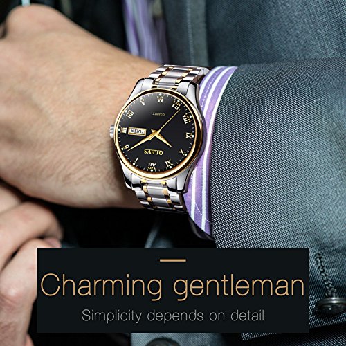 OLEVS Black Face Mens Inexpensive Great Watches for Men Fashion Waterproof Watch Casual Calendar