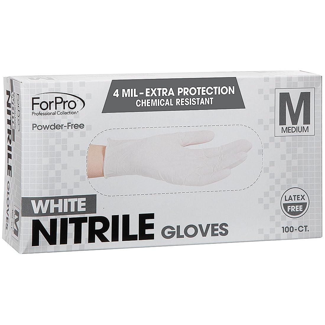 ForPro Disposable Nitrile Gloves, Chemical Resistant, Powder-Free, Latex-Free, Non-Sterile, Food Safe, 4 Mil, 100-Count