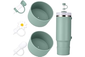 DUNLAGUE Boot and Straw Cover Set - 2pcs Silicone Boot, 3pcs Straw Cap, Bottom Protector for Stanley Cup H2.0 30oz & 40oz, Exact Color Match with Stanley, Accessories