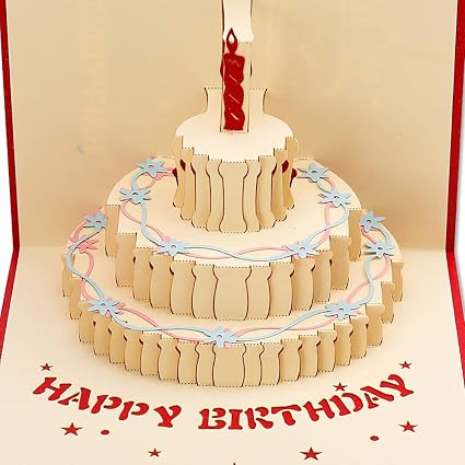 Amazon 誕生日ケーキポップアップカード バースデーカード ケーキグリーティングカード 誕生日のポップアップカード 3dカード ポップアップグリーティングカード ありがとうカード 母の日カード グリーティングカード 文房具 オフィス用品