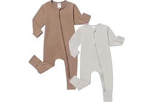 JunNeng Baby Boy Girl 2 Pack Short Sleeve Zipper Rompers Infant Cotton 2-way Zippers Comfy Summer Jumpsuit