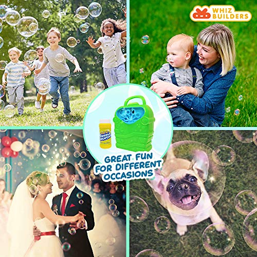 WhizBuilders Bubble Machine with Bubbles Solution Durable Bubble Blower for Boys and Girls - Indoor and Outdoor Bubble Maker for Kids