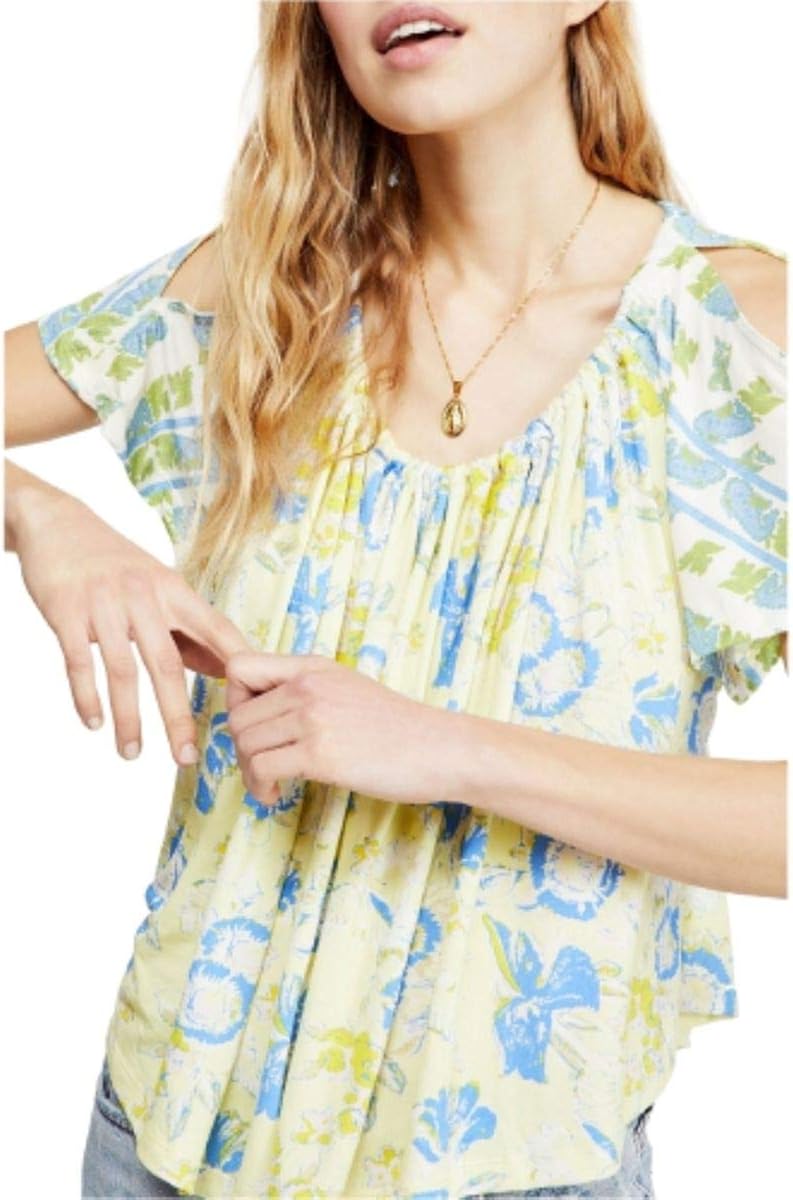 Free People Womens Baja Babe Printed Cold Shoulder Knit Top: Clothing