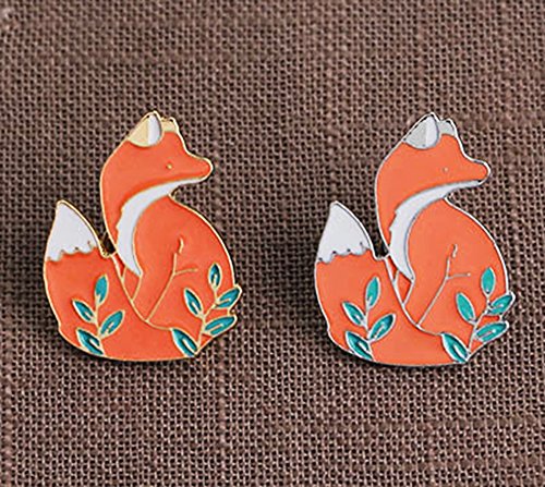 Enamel Pin Sets Cute Pins Funny Animal Lapel Pin Brooch Pin for Backpack (Gold and Silver Fox)