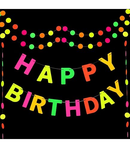 Glow In The Dark Happy Birthday Banner – DIY Party Decoration For Glow Parties - View #3