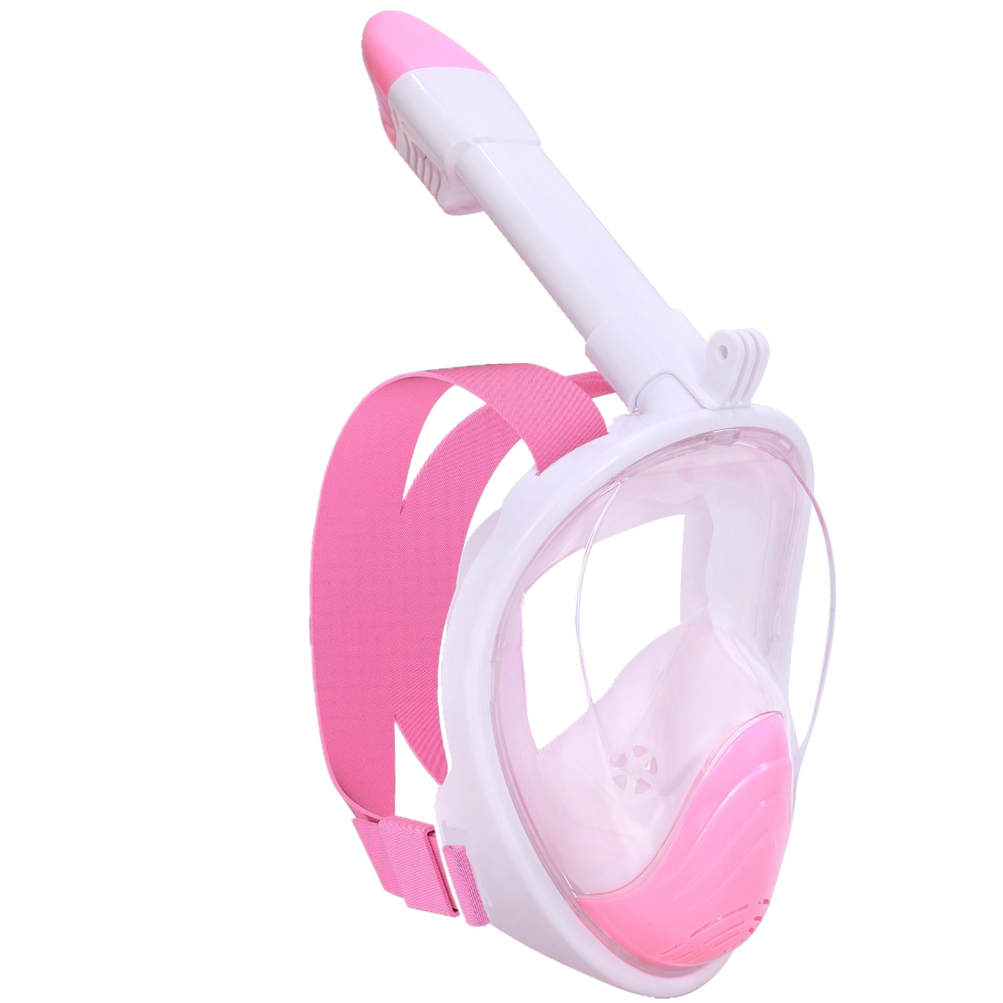 Snorkel Mask Full Face,Snorkeling Mask Set for Adults and Youth with Detachable Camera Mount Design,Panoramic Snorkeling Gear,Diving Mask with Anti-fog and Anti-leak Technology(Pink S/M)