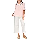 Mud Pie Womens Women's Humphrey Embroidered Top