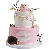 Cheereveal Owl Theme Cake Figures Decorations - Cute Owl Cake Figurines Toppers Dessert Picks, Owl Animal Theme Birthday Party Baby Shower Gender Reveal Celebration Photo Props