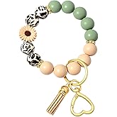 Weixiltc Silicone Bead Keychain Wristlet for Women, Charm Bracelet Key Chains, Car Key Rings Holder for Girls