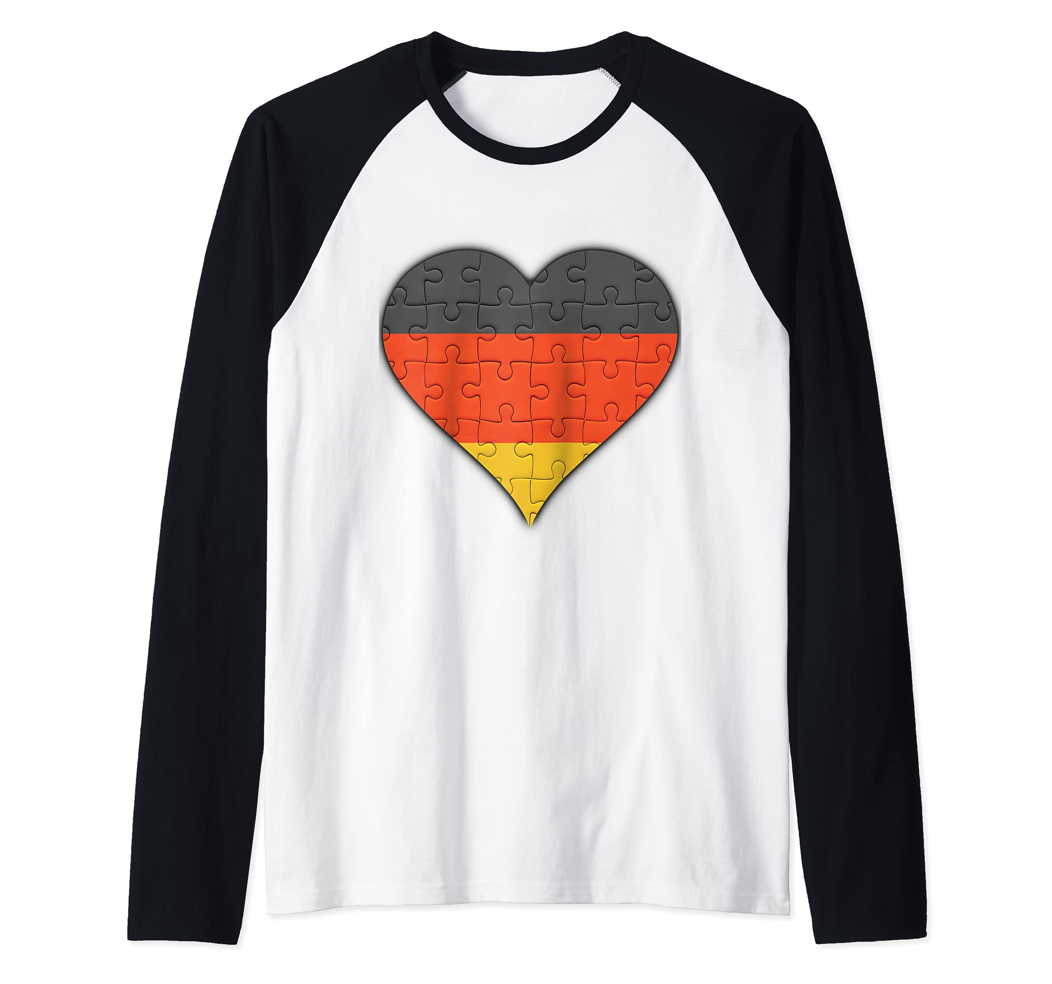 Germany German Flag Heart Raglan Baseball Tee