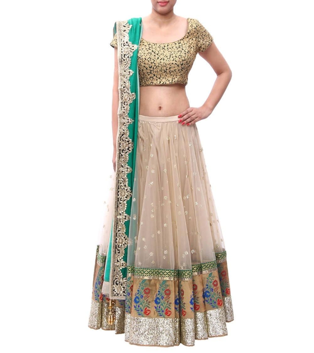 Buy Fabron Off White Designer Zari Work Choli With Sequins Work